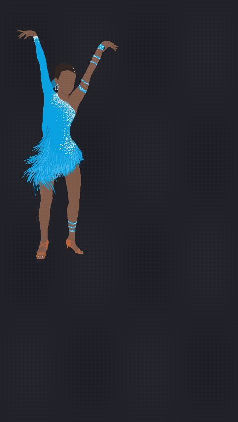 dancing girl in blue dress