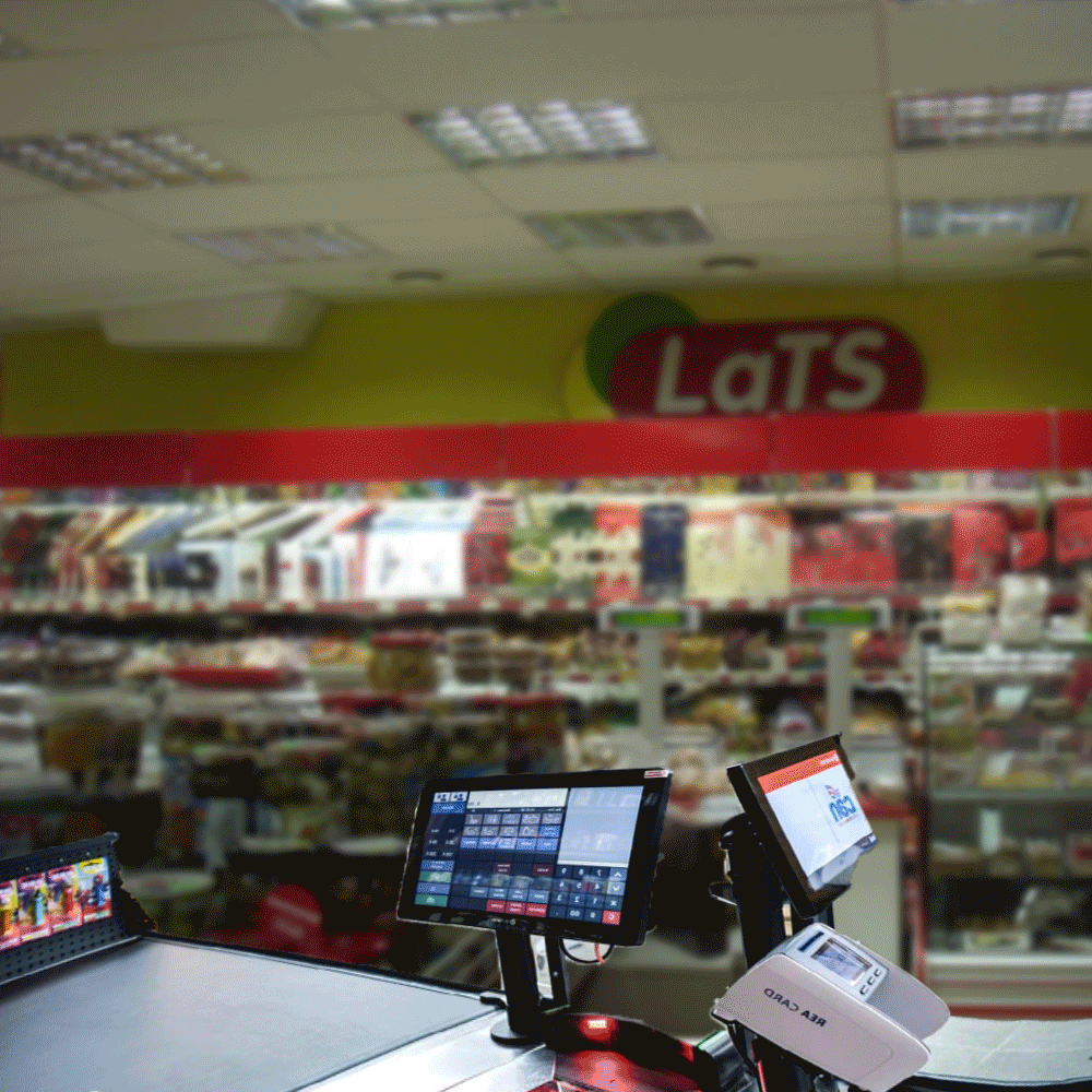 Photo-based still from inside a convenience store