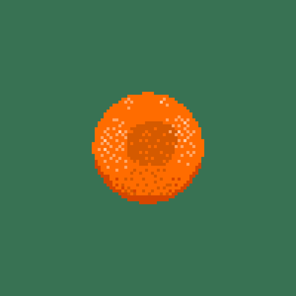 Pixel-art animation of an orange